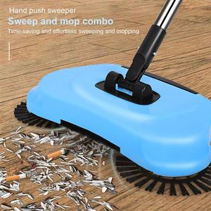 Hand Push Sweeper Floor Soft Broom Dustpan Set Household 2-in-1 Adjustable Mop Brush with Garbage Bin Household Vacuum Cleaner 220408