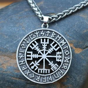 Anhänger Halsketten Wikinger Isländische Gemüse Helm Horror in Runic Circle Runes Compass Rune Amulett Collier Halsklearabhängig
