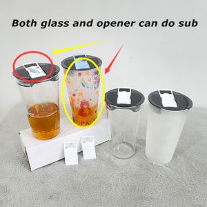 Wholesale sublimating a tumbler for sale - Group buy oz Sublimation Glass With Sub Opener Lids Heat Transfer Frosted Clear Wine Glasses DIY Blank Beer Tumblers Heat Sublimating Drinking Cups Mugs A12