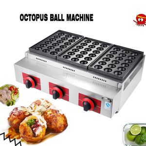 Commercial 1800W Octopus Fish Ball Machine Grill Pan Gas/Electric Small Balls Furnace Three Plates Non-Stick