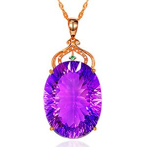 Wholesale rhinestone gems resale online - Amethyst Necklace For Women Purple Gem Pendant Necklace Collier Choker Rhinestone Wedding Jewelry Silver Necklaces