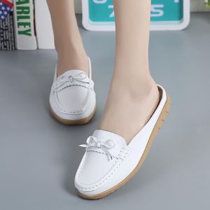Slippers Women Genuine Leather Shoes Ballet Flats Slip On Loafers Moccasins For Female Footwear Slides Sandals Plus Size Slippers
