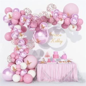 Party Decor Confetti Latex Ballon rosa Schmetterling Set Babyparty Geburtstag Hochzeit MJ0767