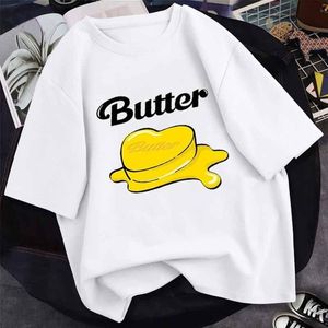 Männer T-Shirts 2022 Koreanische Harajuku Butter Print T-shirt Männer Frauen Modal/Polyester Tees KPOP Kawaii Ullzang Grafik T Shirt kleidung