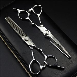 professional Damascus 6 '' hair scissors cutting scissor barber tools cut thinning shears set dressing 220317
