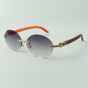 Small Diamond Sets solglasögon 8100903-B med orange trärmar och 58 mm ovala linser