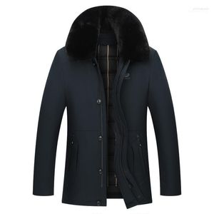 Männer Unten Parkas Winter Jacke Luxus Pelz Kragen Dicke Abnehmbare Liner Mittleren Alters Männer Casual Warme Mäntel Herren Kleidung phin22