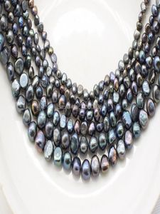 Andra Strands Loose Beads Freshwater Pearl Black Flat Baroque mm cm för att göra smycken DIY FPPJ Partihandel Kenn22