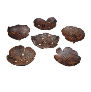 Other Bath Toilet Supplies coconut shell Soap Dishes Leaf Shape Coconut Soaps Holder Tray Hollow hole Bathroom Storage cute design Containers