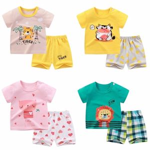 2PCS Baby Girls Clothes Boys Summer Clothing Set Short Sleeved T Shirts Shorts Cute Cotton Tops Kids Tracksuit Soft Outfits 220425