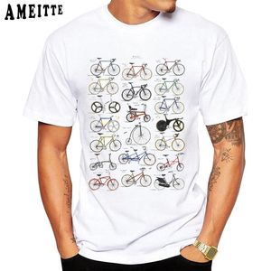 Vintage Collection Of Bicycles T Shirt Fashion Men Short Sleeve Old Bikes Print White Casual Tops Hip Hop Boy Tee shirt K29272y