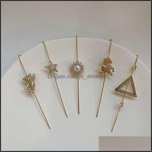 Altri orecchini gioielli Set di cartilagine in oro 14 carati Scalatori ipoallergenici Orecchino piercing Moda strass Cler Hoo Dhdhn