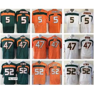 Chen37 Miami Hurricanes College 52 Ray Lewis Jersey Men Orange Green White 5 Андре Джонсон Майкл Ирвин Университет футбола.