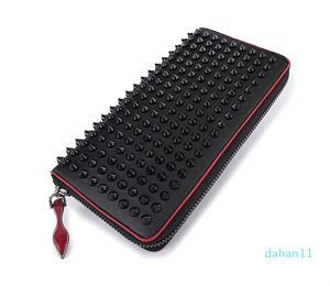 2022-Style Panelled Spiked Clutch Women Patent Real Leather Mixed Color Rivets bag Clutches Lady Long Purses with Spikes Men Wallets