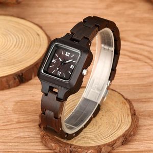 Wholesale unique small gifts resale online - Wristwatches Ebony Small Square Temperament Women s Wooden Watch Roman Digital Dial Exquisite Lady Wristwatch Unique Gift For Girlfriend