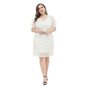 Plus Size Dresses Xl-4xl Summer Women'S Dress 2022 White Lace Long Vintage Maxi Party Beach Women Light Prom Large CurvPlus