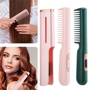 Professional Hair Straightener Tourmaline Ceramic Curler Brush Comb Straighteners Curling Iron Styler Tool 220623