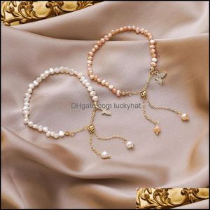 Beaded Strands Bracelets Jewelry For Women Mother Of Pearl Butterfly Wedding Set Earrings Necklace Bracelet Q2 Drop Delivery Cvti