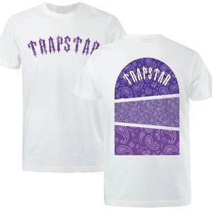 Męskie koszulki Trapstar Art of War Paisley Tshirt Men Modna moda swobodny krótki rękaw HARAJUKU luźne wierzchołek ponadwymiarowe fioletowe teksturę t-koszule 220630