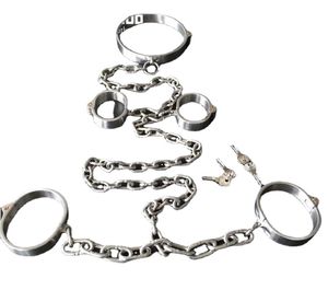Bondage Sex Tools For Sale 3 Pcs/Set Stainless Steel Collar Wrist Ankle Cuff Chain Lock Restraint Set Toys
