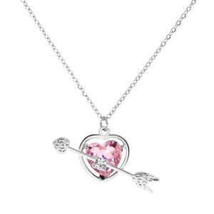 S2904 Modna biżuteria strzałka sercowe różowe miłość wisiork naszyjnik kobiet