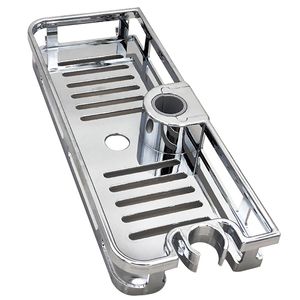 Bathroom Tray Stand Storage Rack Anti Bacteria Organizer Rectangle Lifting Rod No Drilling Shower Shelf Lifting Removable 220527