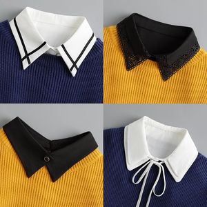 Vit lapel falsk krage slipsar för kvinnor halsband chocker skjorta avtagbar falsk docka spets halv faux col