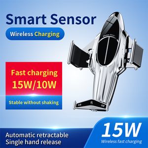 Automatyczne 15 W QI Smart Car Ładowarka bezprzewodowa uchwyt telefonu do iPhone'a 13 12 11 Pro Max XS xr x 8 Samsung S20 S10 Magnetyczne stojak na mocowanie czujnika w podczerwieni USB