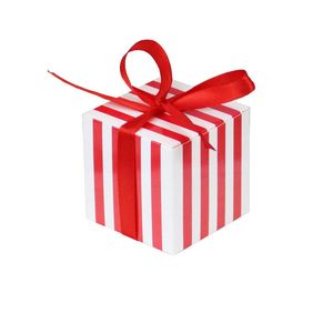 Hediye Sargısı 50/100 PCS Mini Çizgili Kağıt Şeker Kutusu Düğün Partisi Favear Kare Çikolata Kutuları Dekorasyon Doğum Günü Malzemeleri 5.5CMGift