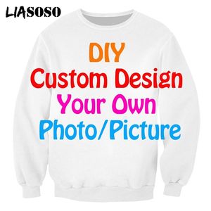 Liasoso DIY Custom Design Men S Bluza 3D Drukuj własne zdjęcia p oss men men koszulka Hip Hop Tops Sportswear D000 5 220704