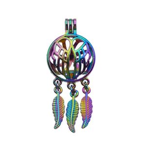 Hänge halsband st Rainbow Color Zinc Eloy Dreamcatcher Pearl Cage Pendants Insects The Butterfly Jewelry Halsband DIY