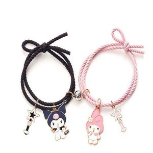 Link, Chain 2pcs/Set Magnet Attracts Couple Bracelet Cute Cartoon Charm Adjustable Elastic Rope Bracelets Jewelry Lover Gift For Women Men