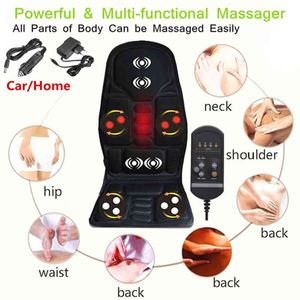 Multifunctional Car Chair Body Massage Heat Mat Seat Cover Cushion Neck Pain Lumbar Support Pad Back Massager H220428260m