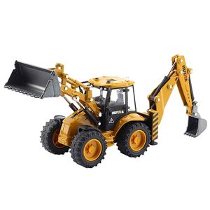 Huina Toy Inertial Excavator Digger och traktor Shovel Modell Diecast Construction Vehicl Truck Boy Barn Leksaker Födelsedagspresent 220418