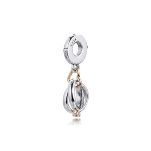 Authentic 925 Sterling Silver Beads Two-tone Wedding Rings Dangle Charms Fits European Pandora Style Jewelry Bracelets & Necklace DIY Gift For Women 799319C01