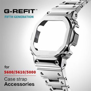 G-Refit DW5600 5610 G5600E 5600 Metal Bezel Stainless Steel Watchband Case Strap GWB5600 WtachCase Accessories WithTools 220811