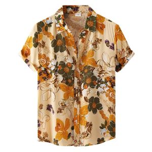 Męskie koszule na zwykłe koszule graficzne Toszpa mężczyzn Męskie lato na Hawajskie nadruk kwiatowy krótki rękaw Zrzuć kołnierz cienki czarny kpią