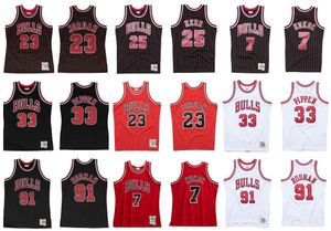 Camisas de basquete personalizadas Stitched 91 Rodman 33 Pippen 25 kerr 7 Kukoc Jersey S6XL Mitchell Ness 199596 9798 Mesh Hardwoods Classics versão retrô Homens Mulheres Juventude jer