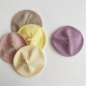 Caps Hats Autumn Hat Baby Tricote boinas de algodão Meninas Bon Solid Bron Coreano Hatcaps