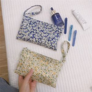 Bolsa de celular floral fresco com manuseio de saco de algodão pequenos fones de ouvido cosméticos bolsa de armazenamento mini sacos de pano