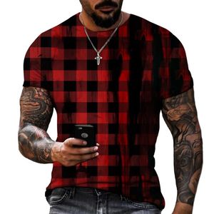 Erkek Tişörtleri Moda Retro Retro Ekose Geometrik Çizgi Tasarımı Erkek T-Shirt Lycra Polyester Büyük Boyu İyi Kaliteli Yağ S-5xlmen'in Erkekleri