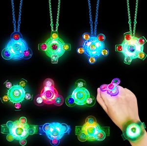 Brinquedos Iluminados Brinquedos para festas LED Fidget Pulseira Brilho Colar Gyro Anéis Crianças Adultos Luzes de Dedo Neon Aniversário Dia das Bruxas Natal Bolsa de Brindes Enchedores