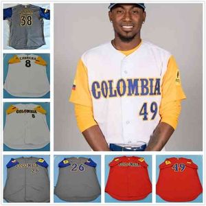 XFRSP Kolumbia Baseball Szyte Jersey Oscar Mercado Julio Teheran Jose Quintana Jorge Alfaro Tito Polo Giovanny Urshela Donovan