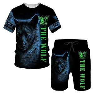 Wolf d Printed T shirt Shorts Suit Male Female Summer Casual Short Sleeve Tops Men Tracksuit Sets Fashion Men s Clothing