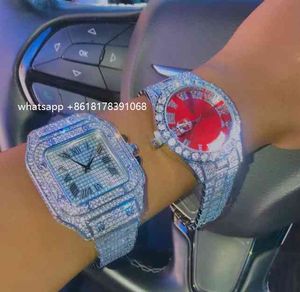 Mens Watch Top Brand Luxury Iced Out Watch Hip Hop Gold Diamond Watch for Men Square Quartz Waterproof Wristwatch