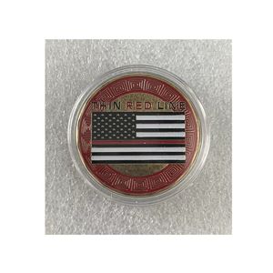 Vigile del fuoco sottile linea rossa placcato oro City Rescue regalo da collezione collezione di monete commemorative Challenge Coin.cx