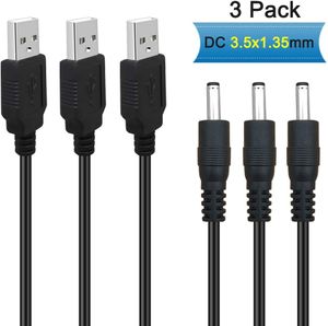 3pack 3ft 5v كابل كابل كابل سلك كابل USB إلى DC 3.5 مم × 1.35 مم موصل محول مقبس برميل