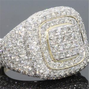 Anneaux de diamant complet en or carats pour hommes anillos de pierre de pierre de pierre de pierre de bizutéria Hip hop Péridot