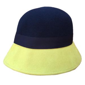 Berets Wolle gefühlt gelb rosa Patch Cloche Eimer Hut für Womenberets
