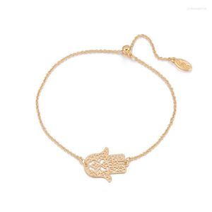 Link Chain Trendy Fatima Hand Charm Armband för Women Gold Hamsa Jewelry Simple Justerable Armband Female Friendship Gift 2022